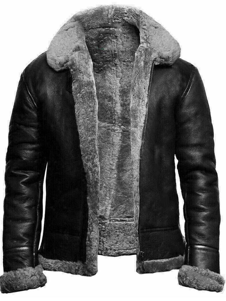 2023 Winter Men s Suede Velvet Faux Fur Jacket - European American Street Style S