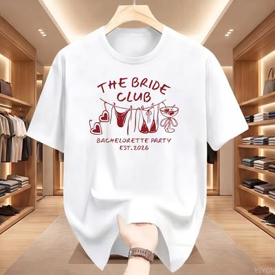 Camiseta Gráfica para Mujer The Bride Club Despedida de Soltera Manga Corta Cuello Redondo Top Casual Ropa de Mujer