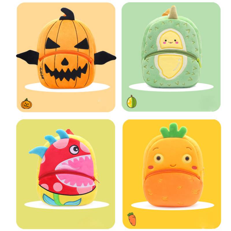 Childrens Fashion Backpack Cute Cartoon Plush Fruit Shape Bag Kindergarten