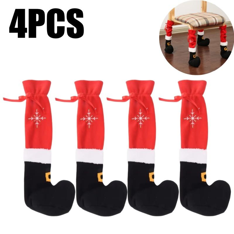 Christmas Chair Leg Covers Furnitures Feet Cover Table Chair Legs Pad Floor Protector for Xmas Party Dinner Decorations
