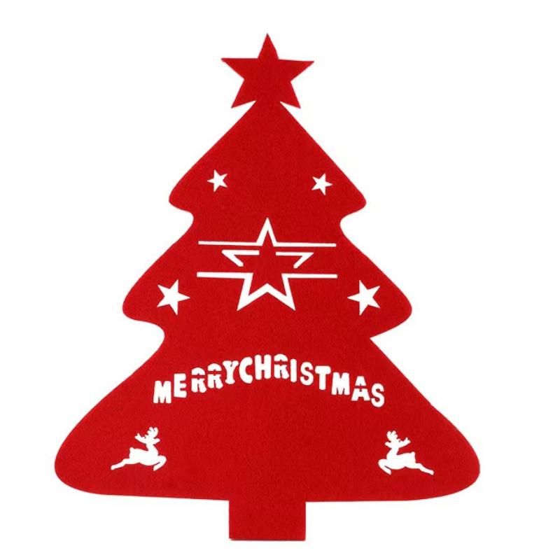 

6 шт. Фетровые держатели для столовых приборов в виде рождественской елки, набор мешочков для вилок и ложек для украшения рождественского стола, хранения праздничной посуды