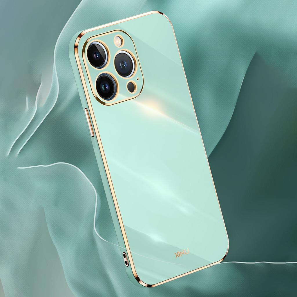 XINLI For iPhone 15 Pro Max Electroplating Gold Edge Cover Anti-drop TPU Phone Case