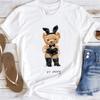 Cute Little Bear Print TShirt Summer Trend White Short Sleeve Neck Casual Sports Aesthetic Clothes Womens Graphic T Shirts