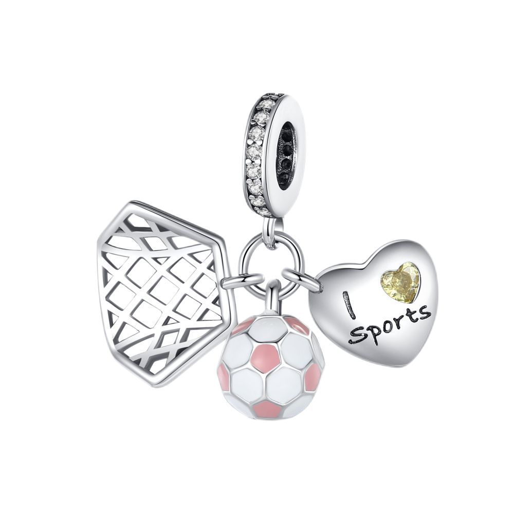 S925 Silver Sports Theme Handmade Jewelry Accessories Creative Baseball Soccer Basketball Pendant Charms