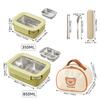Picnic Portable Large Capacity Bento Lunch Box 1/2 Grids Leak-proof 304 Stainless Steel Food Container Microwave Safe
