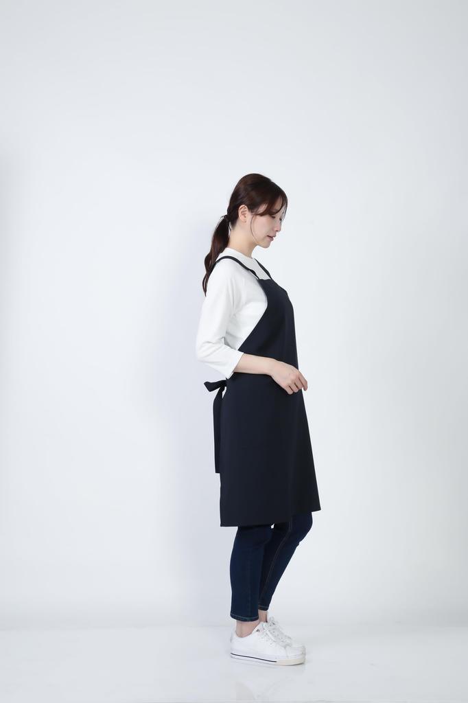 Bib Apron Bib Apron GT7013 Unisex Stretch Restaurant Uniform Navy M [Seven Uniform] H-Shaped Water-Repellent Oil-Repellent Quick-Drying