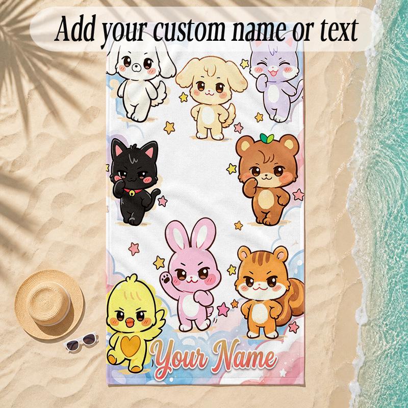 Beach TowelATEEZ Custom Name Text Personalized Soft Towel for Beach Pool Indoor Home Decor Gift