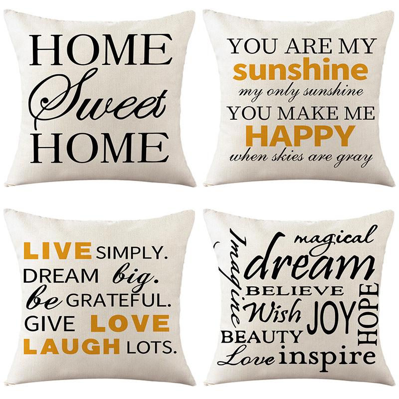 Pillow Simple Letter Printed Pillow Sofa Cushion Home Bedside Living Room Pillow Cover