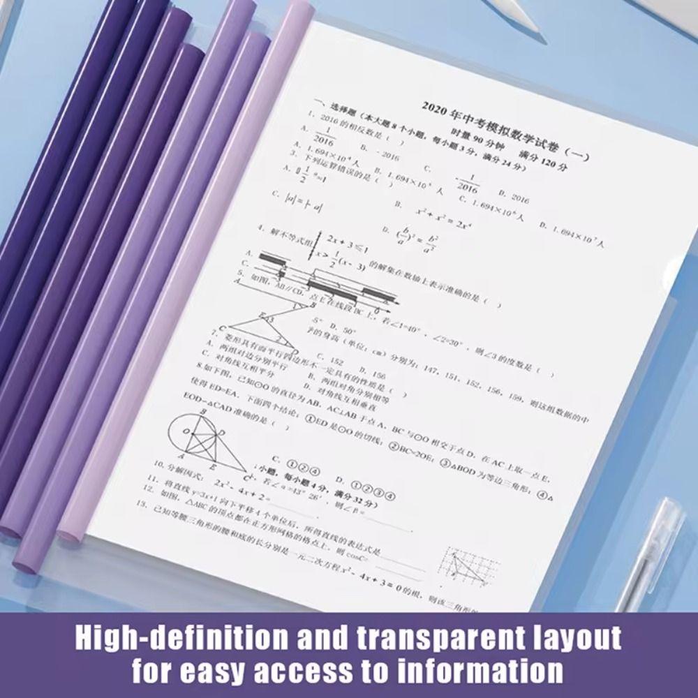 10pcs Waterproof A4 Draw Rod Folder Transparent Test Paper Storage Clip Pull Rod Clip Contract