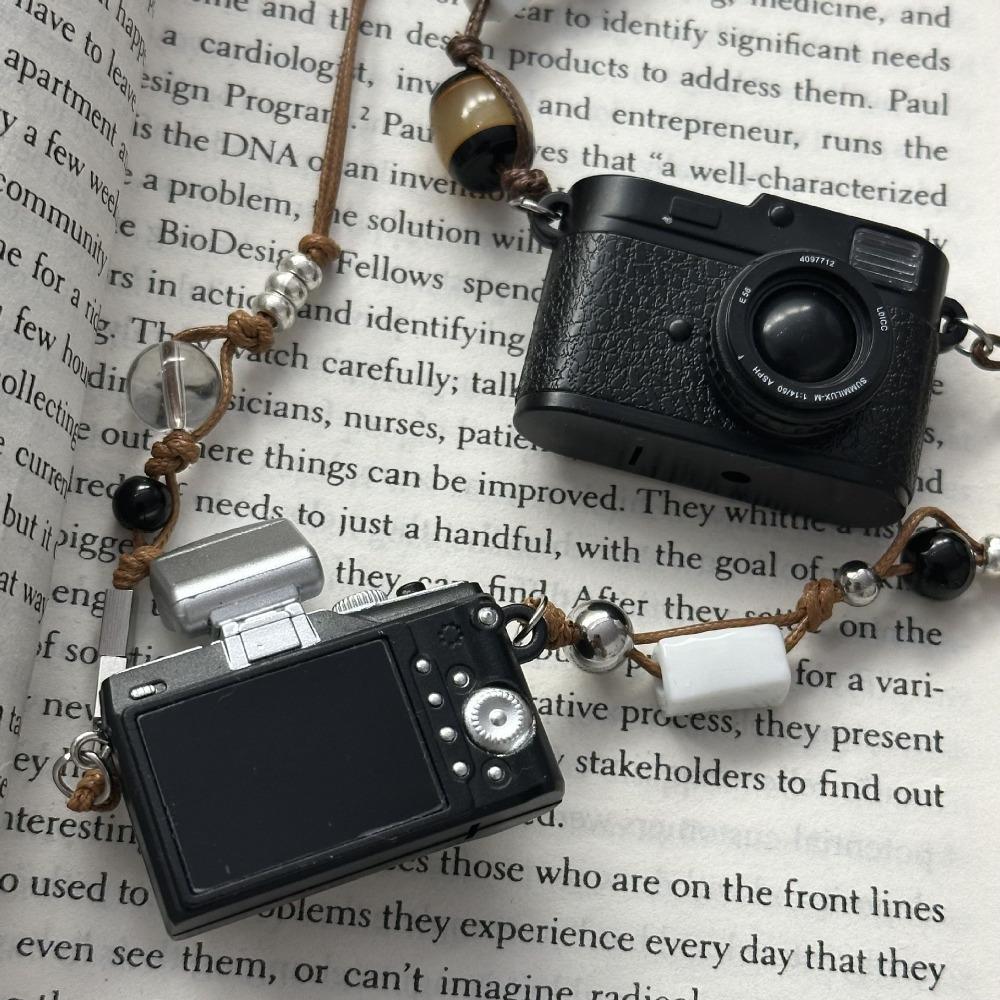 Flash Light Small Camera Necklaces Punk Vintage Sweater Chain  For Men and Women