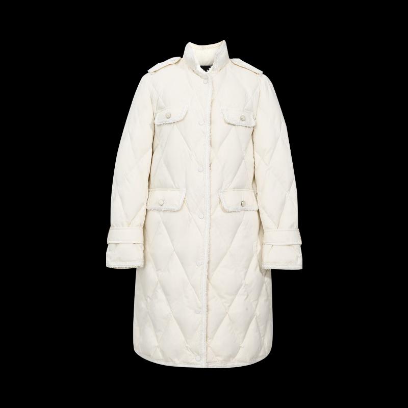 Shetu Women's Simple Solid Long Sleeve Mid-Length Down Jacket