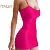 Women Slip Dress for Club Party Beach Spaghetti Strap Sheath Slim Fit Dress Sleeveless Backless Strappy Dress Solid Color Summer Mini Dress