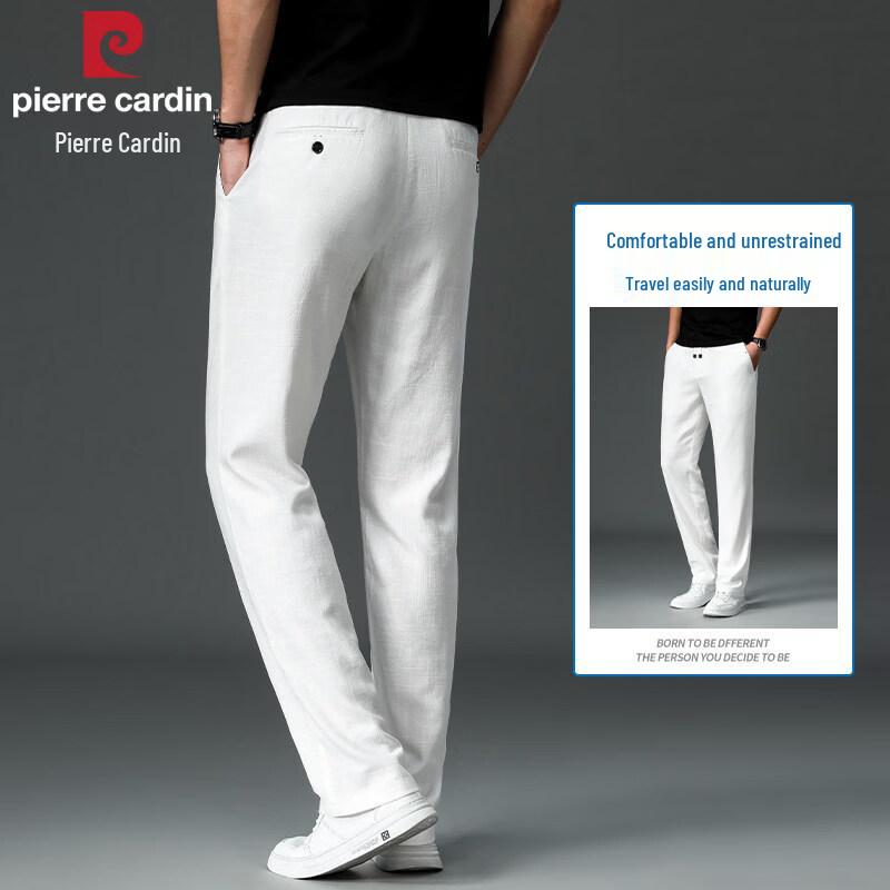 Pierre Cardin Men's Summer Linen Blend Cool-Feel Straight Casual Pants