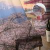 Japan Mount Fuji Cherry Blossom Sheer Curtains for Living Room Decoration Window Curtain Kitchen Tulle Voile Organza Drapes