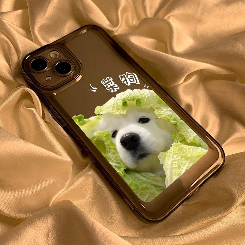Couple vegetable dog black and white for iPhone17 mobile phone case 16pro niche Apple 15 all-inclusive 14 cute ins