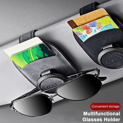 Supporto universale per visiera parasole, supporto per occhiali da sole, supporto per occhiali da auto, supporto per occhiali in pelle Microsoft, supporto per occhiali con clip per biglietti