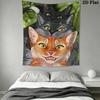 Tapisserie murale Guerrier chat Accrochage mural esthétique Couverture en tissu imprimé Tapisseries décoratives pour chambre à coucher Salon Décoration de maison