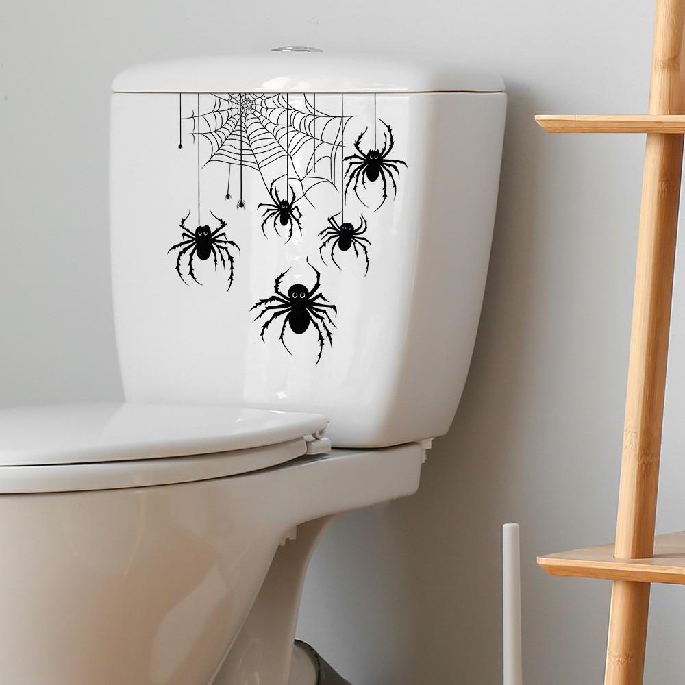 Webspinne Halloween Toilettenaufkleber Deko für Wohnzimmer Schlafzimmer und Eingangsbereich