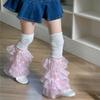 Women Ruffle Lace Leg Warmer Sweet Thigh High Socks Mesh Flared Leg Socks Princess Leg Sleeves Halloween Costumes