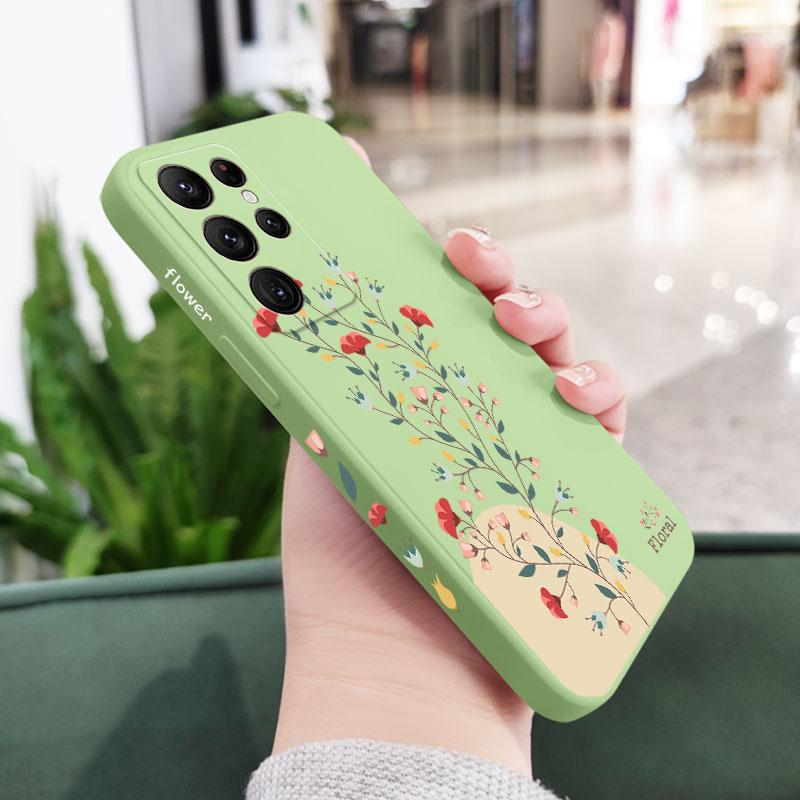 Twigs Flower Willow Phone Case For Samsung Galaxy S24 S23 S22 S21 S20 Ultra Plus FE S10 S9 S10E Note 20 ultra 10 9 Plus Cover