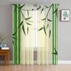 Bambusově zelené bílé rostlinné tylové průsvitné záclony v čínském stylu pro dekoraci obývacího pokoje, ložnice, kuchyně, voálové organzové záclony