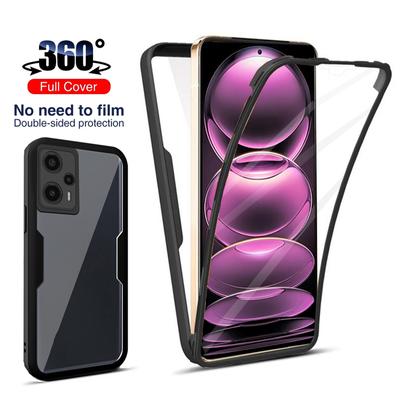 Coque Double transparente de luxe 360 ​​pour Xiaomi Redmi Note 12 11 Pro 12S 11S 11A 12C Poco F5 X5 Pro 5G 4G, couverture avant et arrière en Silicone souple