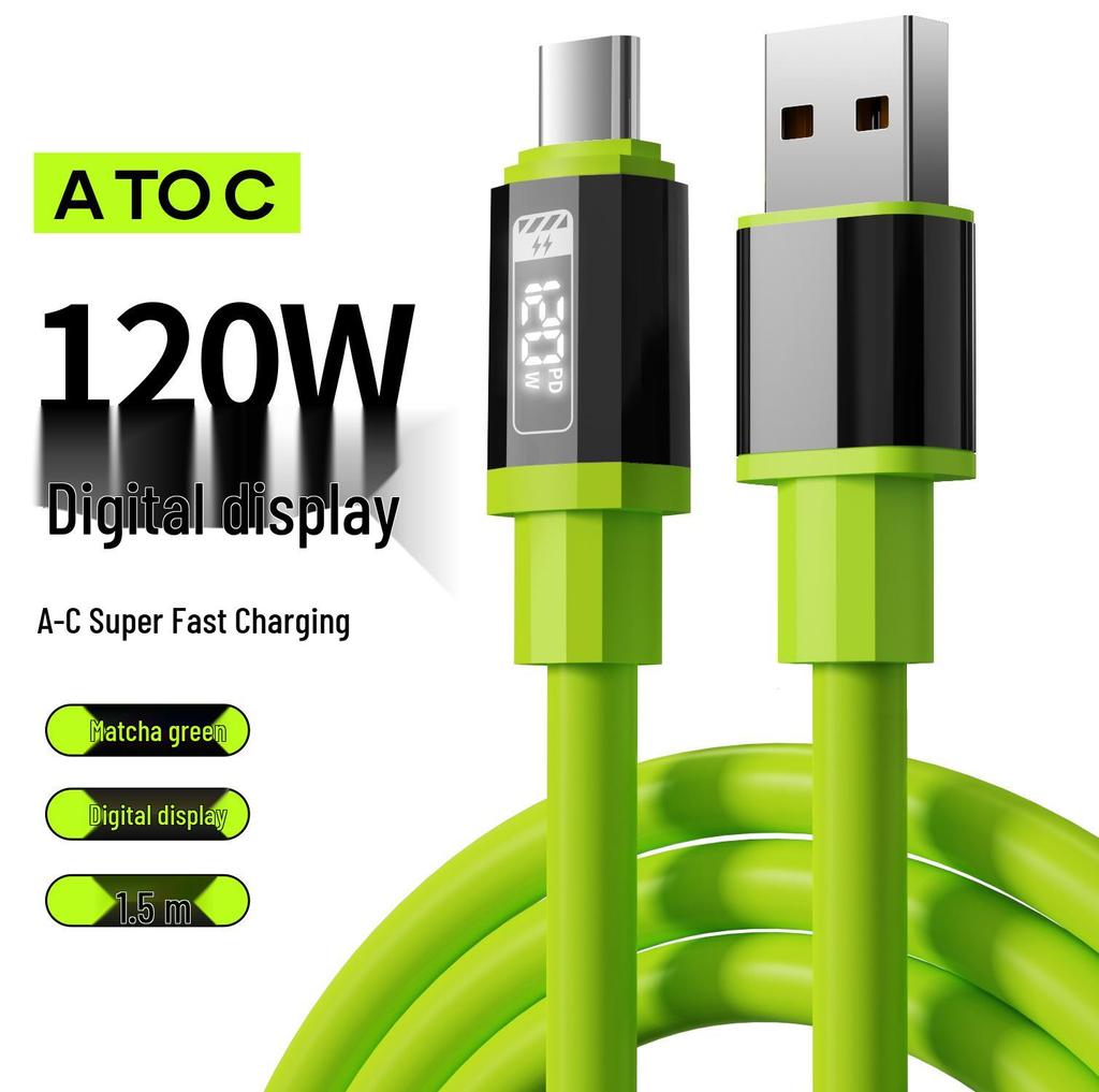 240W Fast Charging Type-C Cable with Real-time Display for Apple 15/16, Huawei, and Android