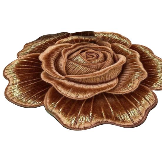 Floral Plush Floor Mat 3D Flower Optical Illusion Rugs Non-Slip Water-Absorbent Bath Mat for Bathroom Bedroom Entrance Vanity Area