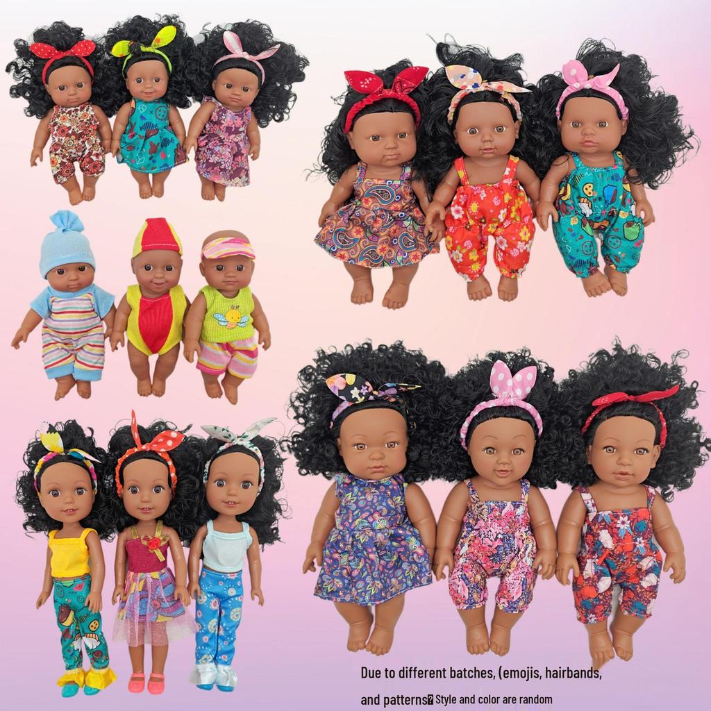 18-47CM Afroamerikanische Silikon-Reborn-Babypuppe mit Musikfunktion