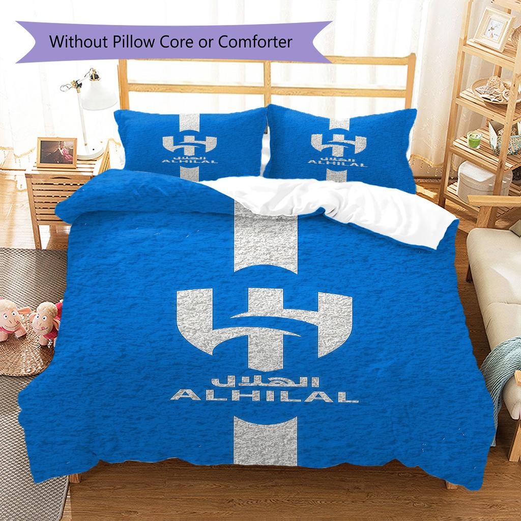 Al-Hilal Saudi FC Pattern Bedding,Quilt Set Quilt Cover Pillowcase Home Birthday Gift(1 * Duvet Cover + 2 * Pillowcase, Without Core)