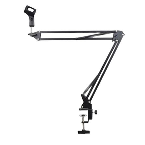 Foldable Microphone Stand Clip with Universal Pliable Adapter 360 Degree Rotation Dual Support Springs