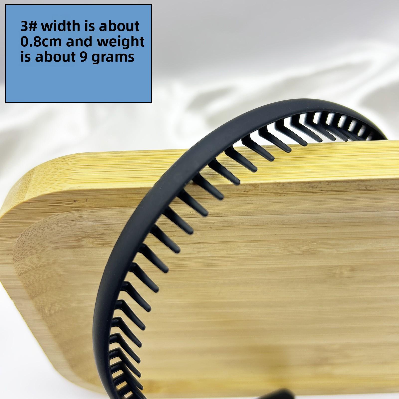 Matte black headband made of ABS plastic, round flat headband, non-slip hair accessory for face washing, set of 10 3#10-pack