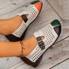 Retro Ethnic Style Button-up and Hollowed-out Women's 2025 Summer New Flat Soft Leather Shoes for Lazy People