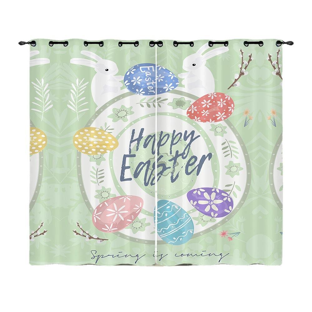 Curtains Animal Rabbit Egg Easter Curtain Digital Printing Blackout Curtain No Punching