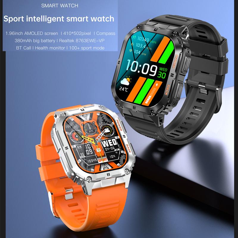 

Смарт-часы AMOLED для мужчин, компас, Bluetooth-вызов 410*502, AI Voice, Bluetooth-вызов, IP68, водонепроницаемые спортивные умные часы для мужчин оранжевый