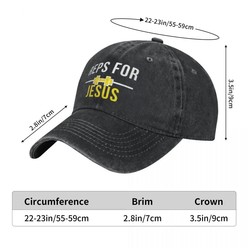 Reps For Jesus Baseball Caps Casual Distressed Washed Bodybuilding Ripped Muscle Sun Cap Unisex Style Outdoor Summer Hats Cap