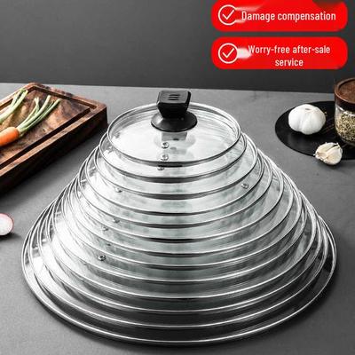 Capac pentru Wok din Sticlă Călită de 32cm: Universal, Antiaderent, Rezistent la Temperaturi Înalte, Fund Plat pentru Wok-uri