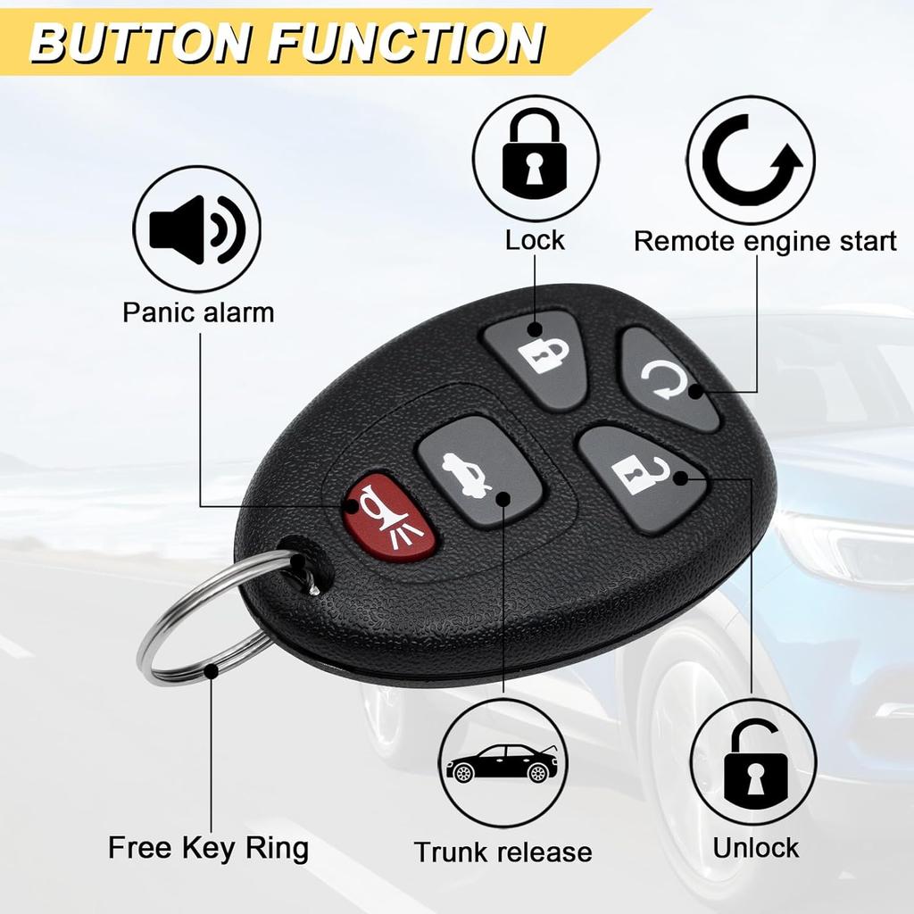Key Fob Replacement for 2006-2013 Chevrolet Impala/ 05-07 Monte Carlo/ 06-11 DTS & Buick Lucerne Car Keyless Entry Remote Control, OUC60270 OUC60221,