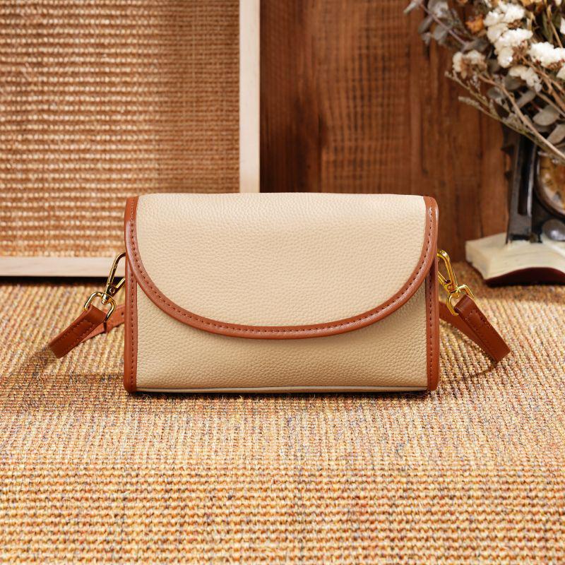 

2026 Tofu Cowhide Mobile Phone Shoulder Bag - Lightweight Soft Leather Small Square Bag with Thin Strap