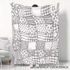 Black White Line Art Eye Daisy Floral Flannel Throw Blanket, Soft Light Cozy Blanket for Sofa Couch Bedroom Home Decor Gift