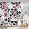 Kids Halloween Shower Curtains Purple Orange Funny Hallowmas Bath Bathroom Decors Grimace Pumpkins Spooky Skulls Shower Curtain