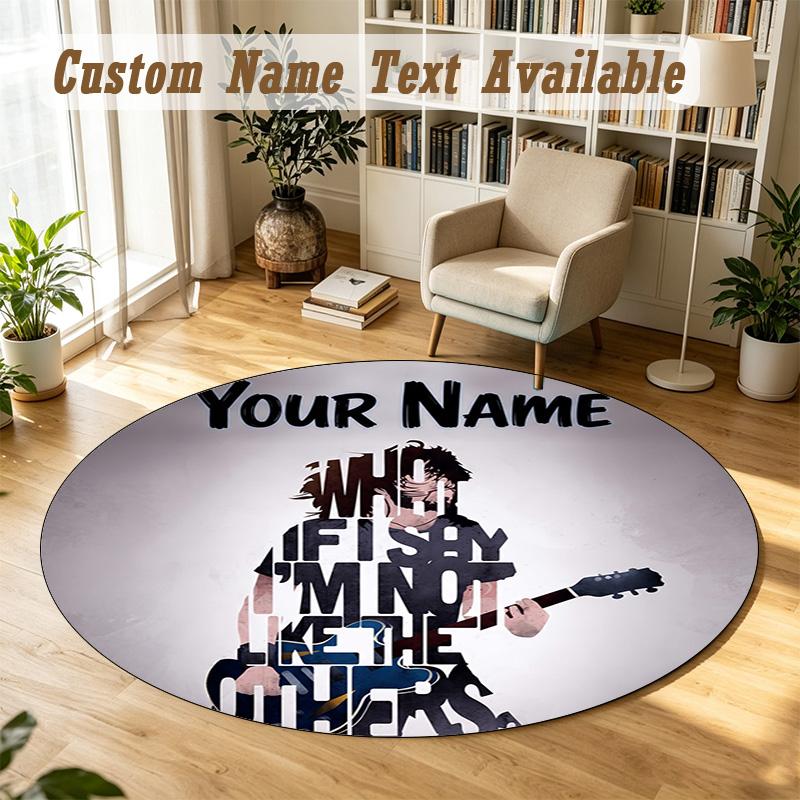 Foo Fighters Personalisierter runder Teppich Unterstützung Benutzerdefinierter Name, Weiche Heimdekorationsmatte