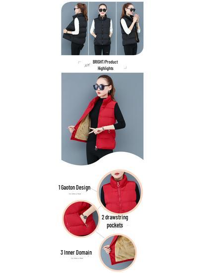 Specht Damen Fleecegefütterte Winter Baumwollweste, Warm & Verdickt, Ärmellose Kurze Jacke (Herbst/Winter 2025)