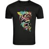 Colorful Skull Art T-Shirt - Abstract Neon Skeleton Graphic Tee