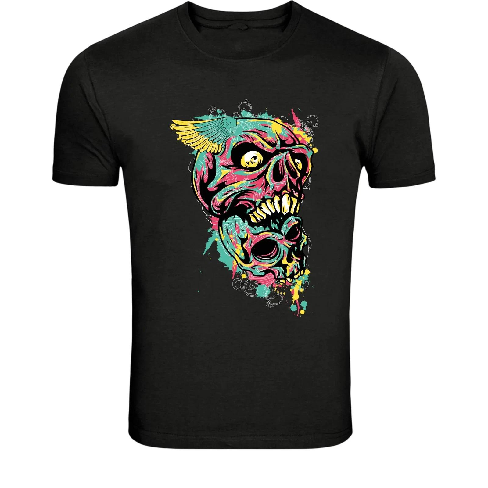Цветная футболка с рисунком черепа - Абстрактная неоновая футболка с графикой скелета 4XL