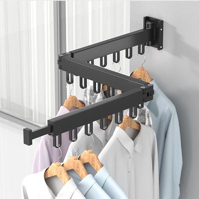 Retractable Cloth Drying Rack Indoor & Outdoor Space Saving Folding Clothes Hanger Wall Mount Aluminum Home Laundry Clothesline