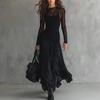 Sleek Black Mesh Long Sleeve Dress - Sexy & Elegant European & American Style
