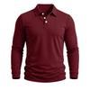 Men's Long Sleeve Turn Down Collar Polos Business Casual Solid Color Pull On Polo Shirts Men Classic Style Tees Tops