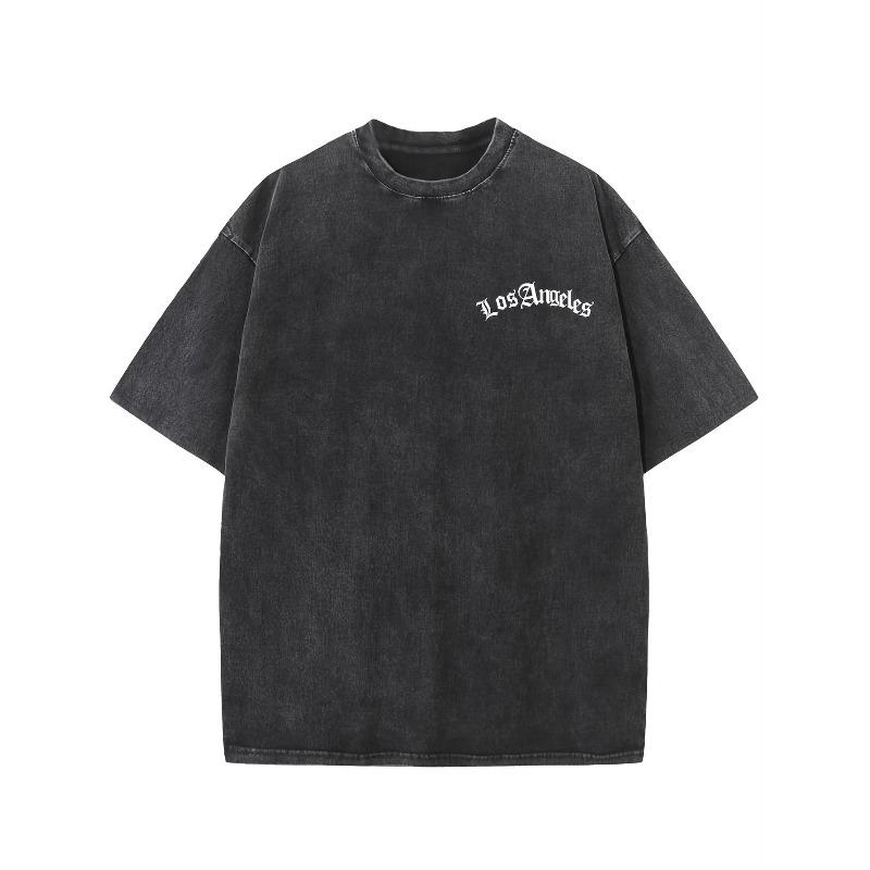 

Mens Cotton Distressed Los Angeles Printed Washed T-Shirt- Washed Cotton Black, Comfortable Crew Neck, Short Sleeve, Suitable for Casual Summer Wear S чёрный