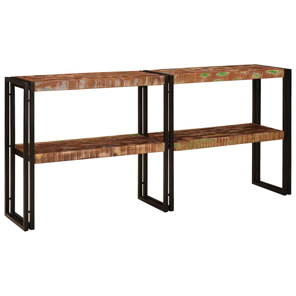 Console Table with Shelf Multicolored Solid Upcycled Wood
